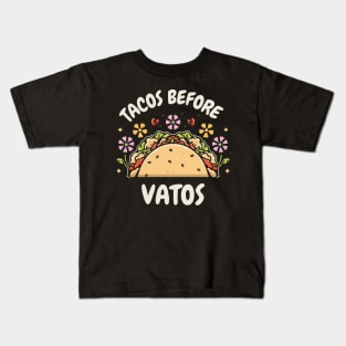 Tacos before vatos, Black Kids T-Shirt